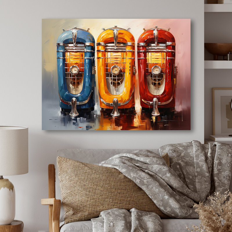 Coloful Modern Jukebox Jams 1 - Jukeboxes, art mural en métal MT134933, H 12 po x l 20 po x P 1 po