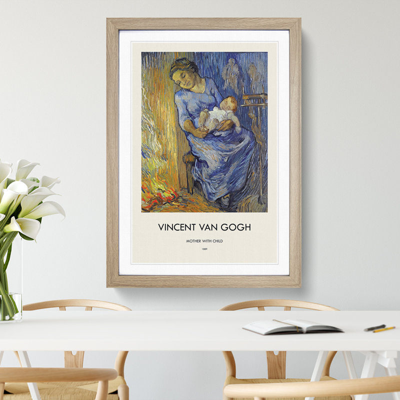 Mother with Child by Vincent Van Gogh - Picture Frame Painting, Oak, 48cm H x 36cm W x 2cm D