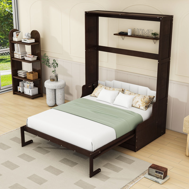 Grand lit escamotable avec coussin, Espresso