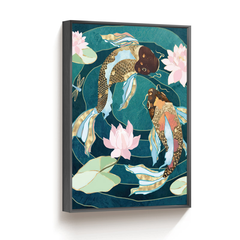 Koi Fish - Reproduction de photo sur toile, Noir, H 16 po x l 12 po x P 1,5 po