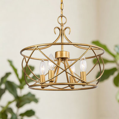 Reza 4 - Light Lantern Drum Antique Brass Chandelier