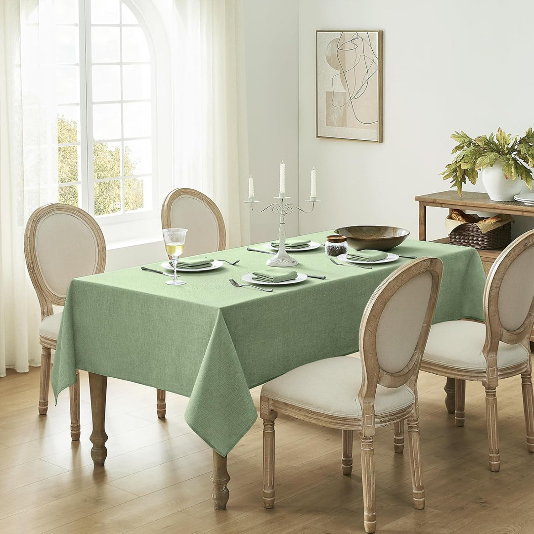 140×200cm Rectangular Faux Linen Wipeable Water Resistant Tablecloth