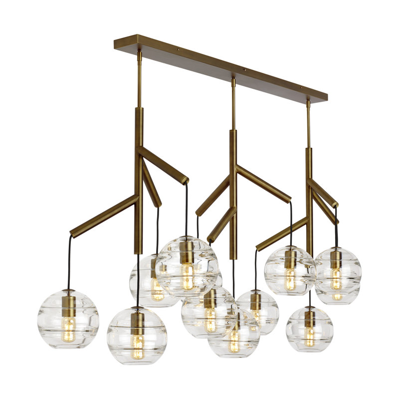 Sedona 12 - Light Chandelier, Aged Brass, Clear, Yes