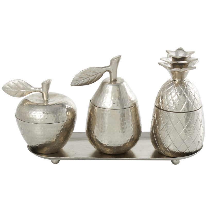 Ensemble de 4 pots de cuisine et pots de rangement, Argent