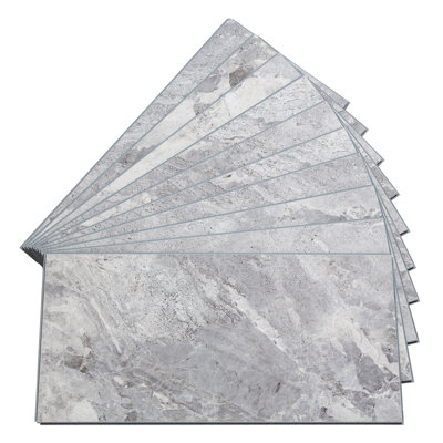 Panneaux de mur / dosseret en vinyle 23,2 po x 11,1 po Palisade dans Silver Lake (paquet de 10)