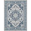 Tapis performance tissé à la machine médaillon Dahlia - ivoire / bleu - 7 pi 10 po x 10 pi-422153450