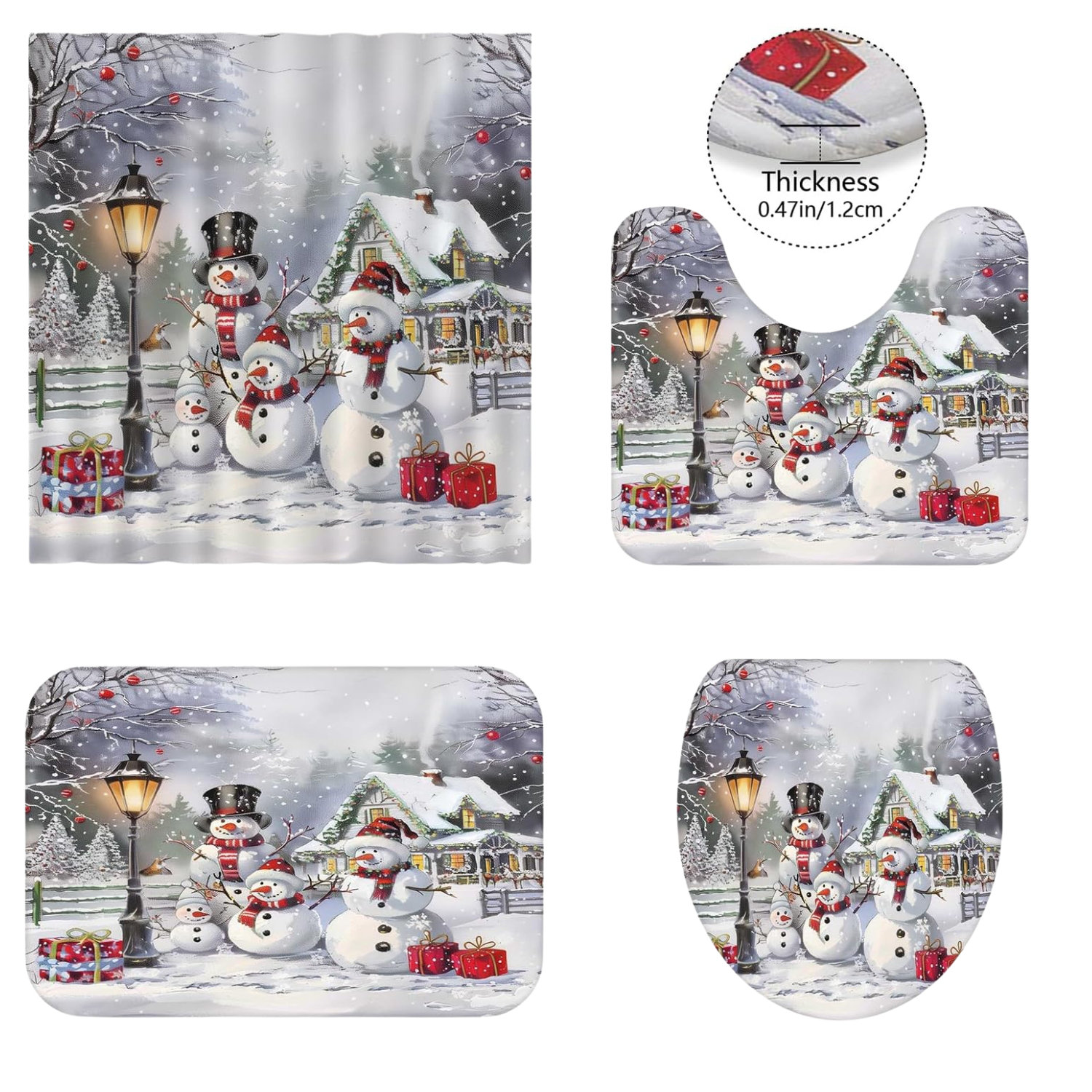East Urban Home Christmas Snowman Bathroom Set With Shower Curtain, 12 ...
