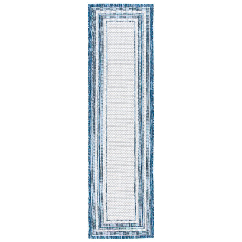 Chapa Striped Ivory/Navy Indoor/Outdoor Area Rug, Runner 2'3" x 20'