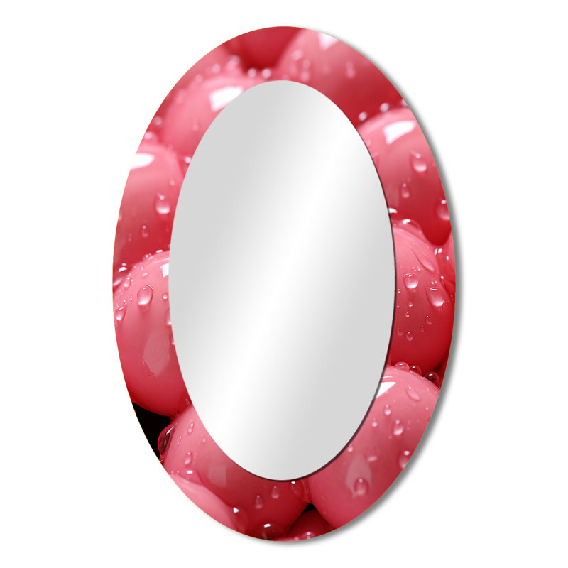 Miroir mural ovale rose bonbon et champagne, 36 po x 24 po