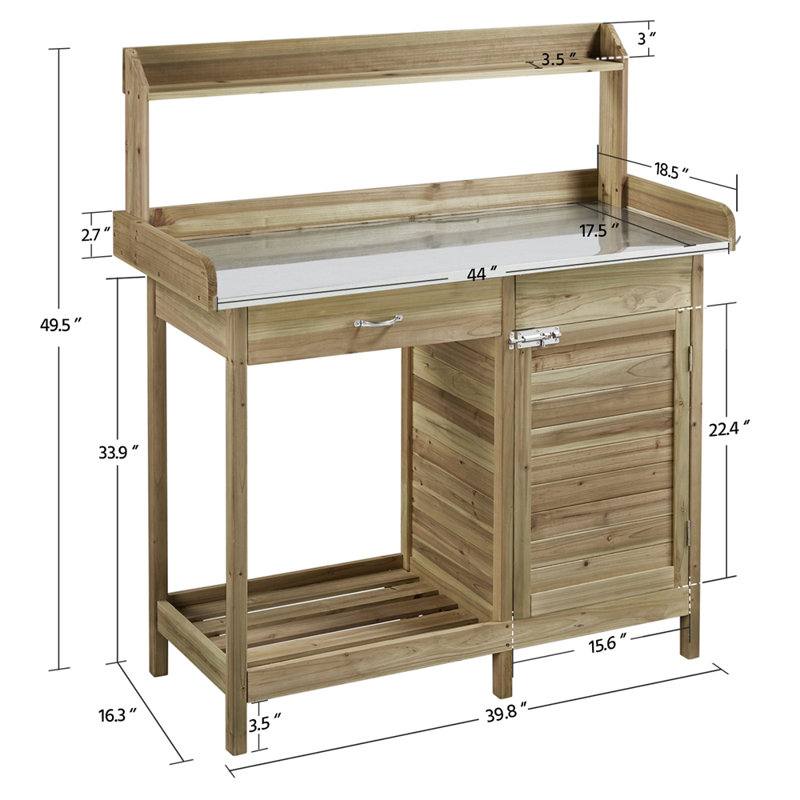 Table de travail en métal pour l'extérieur, Vert clair