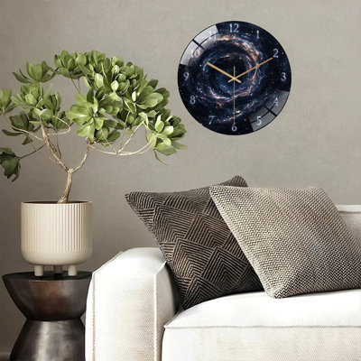 Galaxy Space Clock Wall Decor Art Art - 12'' Modern Glass Wall Clock
