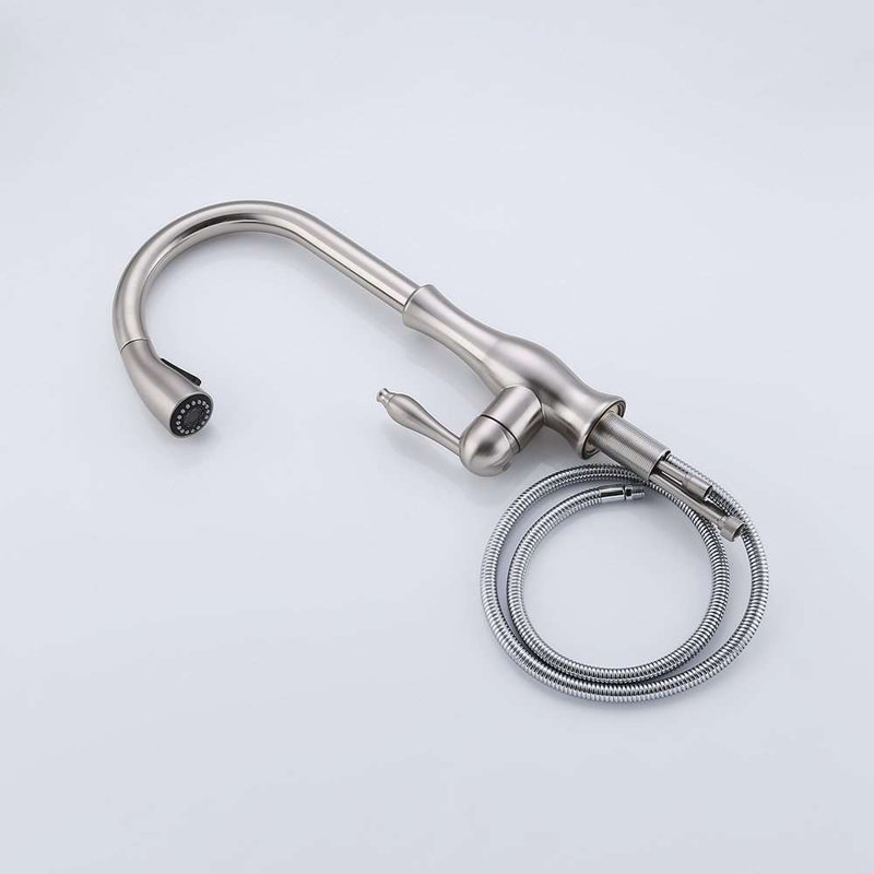 Lyon Brushed Nickel Pullout Kitchen Sink Faucet Stylish and Functional with a Modern Touch