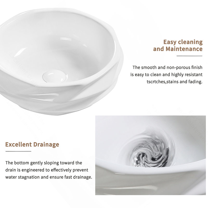 Round Ceramic Vessel Sink For Bathroom
