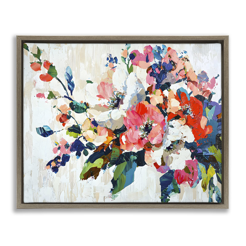 Cadre flottant fleur abstraite, conception par Franklyn Gregory, H 17 po x l 21 po, Cadre flottant orme Montalcino