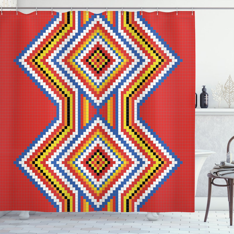 Striped Shower Curtain with Hooks Included, 70" H x 69" W