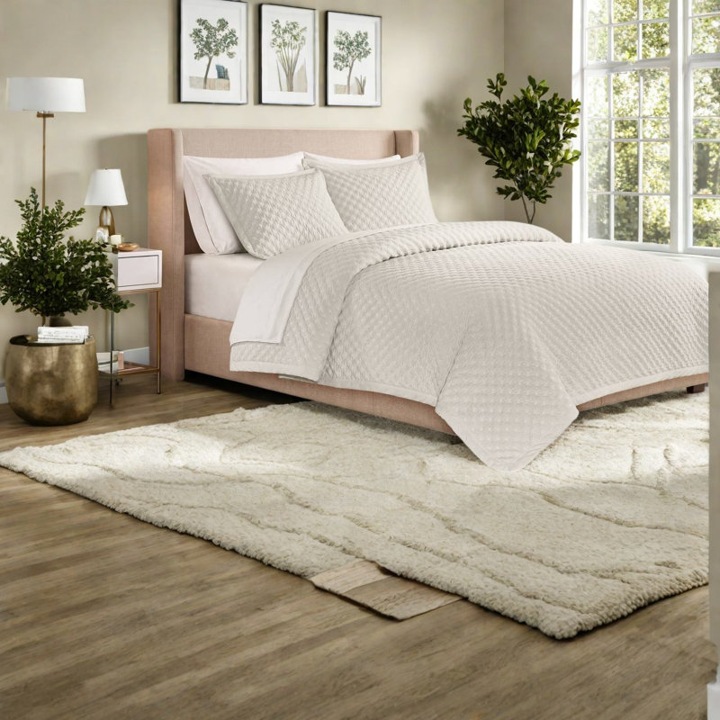 Ensemble de literie moderne en velours pour grand lit, couvre-lit matelassé blanc 3 pièces