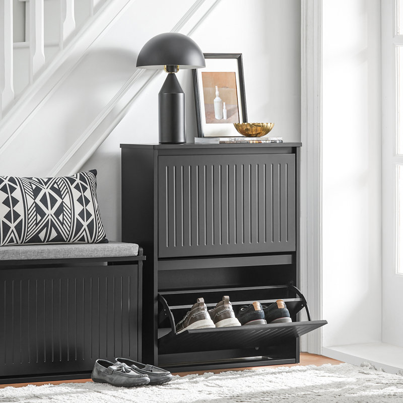 Shoe Storage Cabinet, Black, 2
