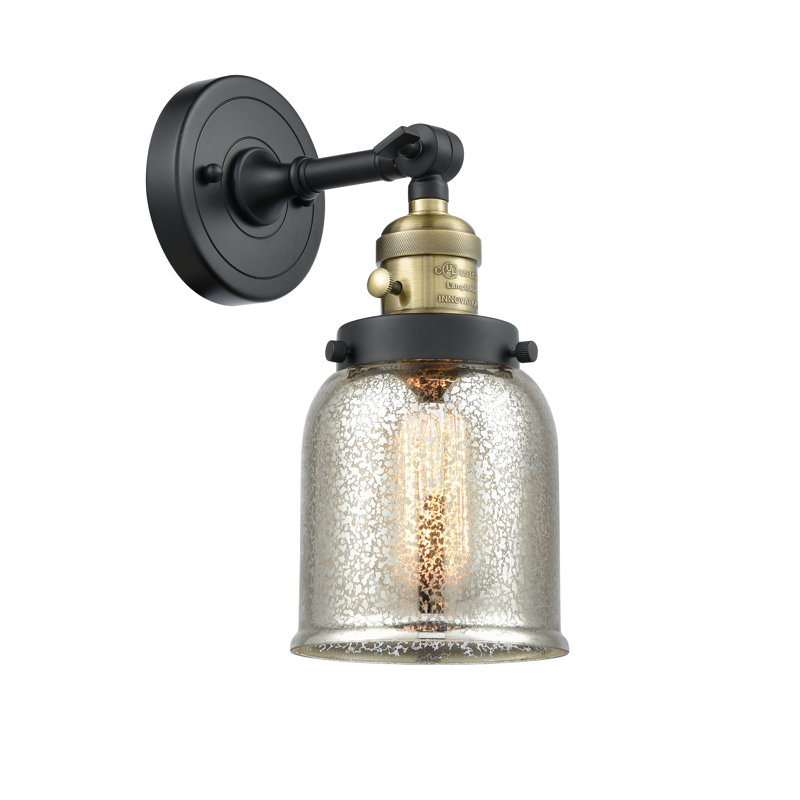 Bell - 1 Light 5" Sconce, Silver Mercury, 3.5 Watt Vintage LED Bulb, Black Antique Brass