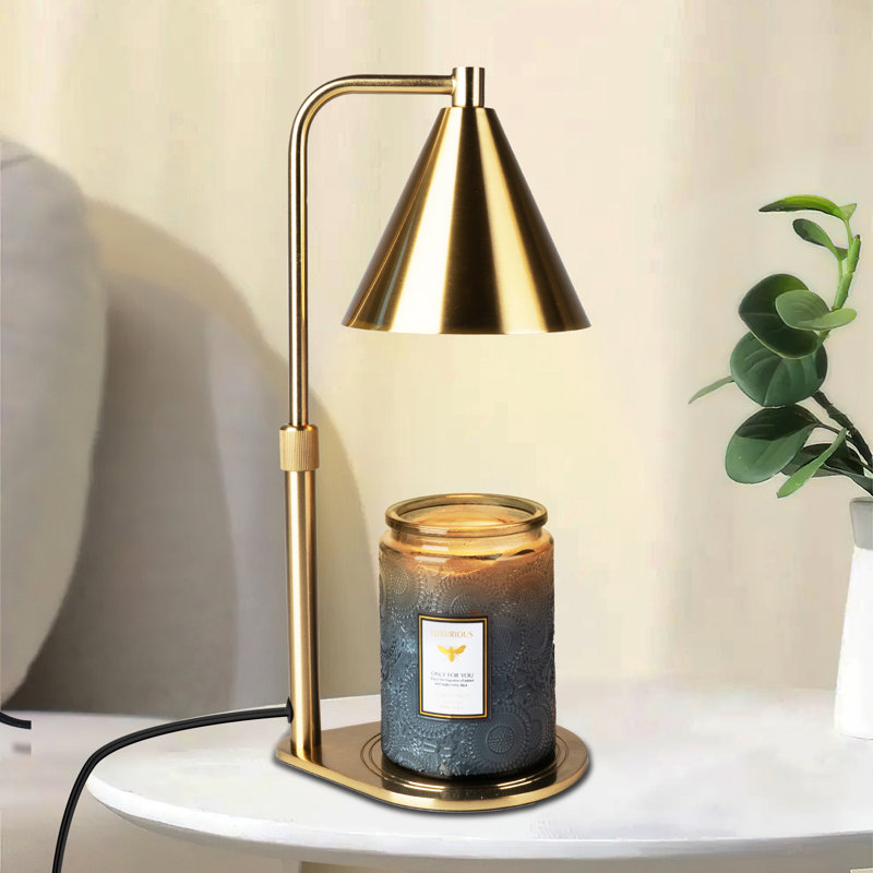 Adjustable Metal Candle Warmer Lamp with Timer, Gold