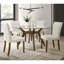 Round Glass Top Dining Table with Sculptural Wood Base (48")