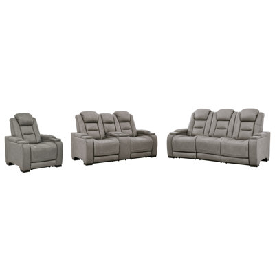 3 Piece Leather Match Reclining Living Room Set -  Signature Design by Ashley, PKG010460