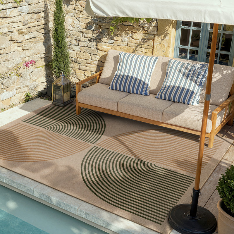 Narze Modern Easy Jute Machine Washable Outdoor Rug with Non-Slip Backing for RV, Backyard, Patio，Balcony, Rectangle 8' x 10'