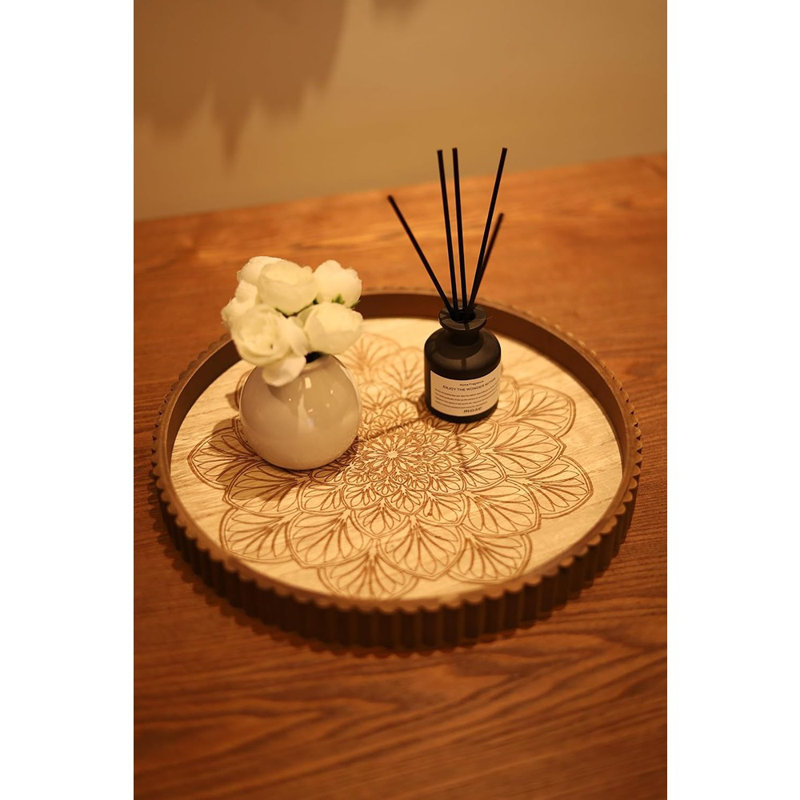 Ensemble de plateaux décoratifs en bois, plateaux rustiques Boho pour table basse, repose-pieds et décoration intérieure