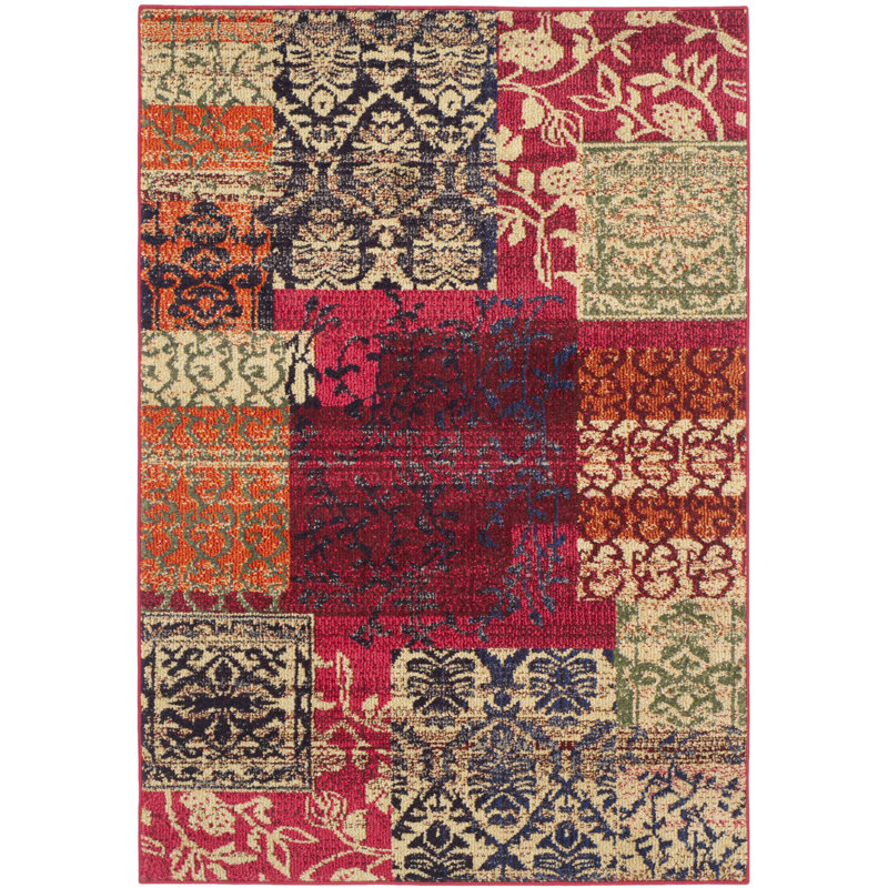 Hertzler Oriental Red Area Rug, Rectangle 8' x 11'