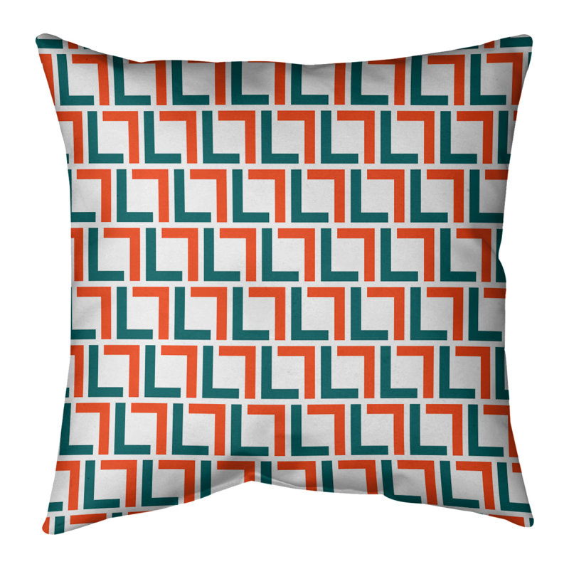 Housse de coussin Miami Football, Faux lin, Blanc / vert foncé / orange, 14 po x 14 po