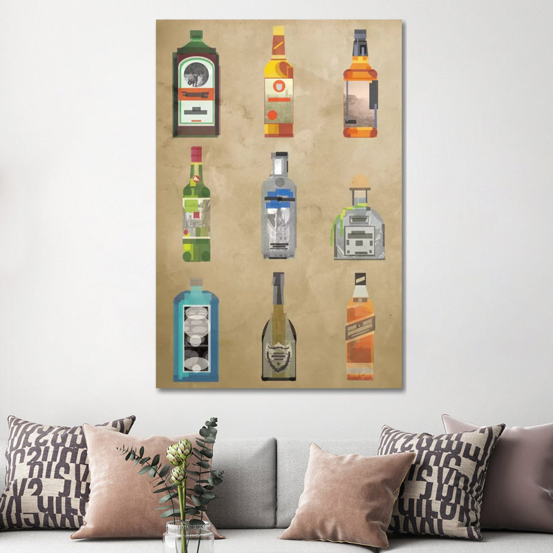 Liquor Bottles - Print on Canvas, 101.6 cm H x 66.04 cm W x 3.175 cm D, Wrapped Canvas