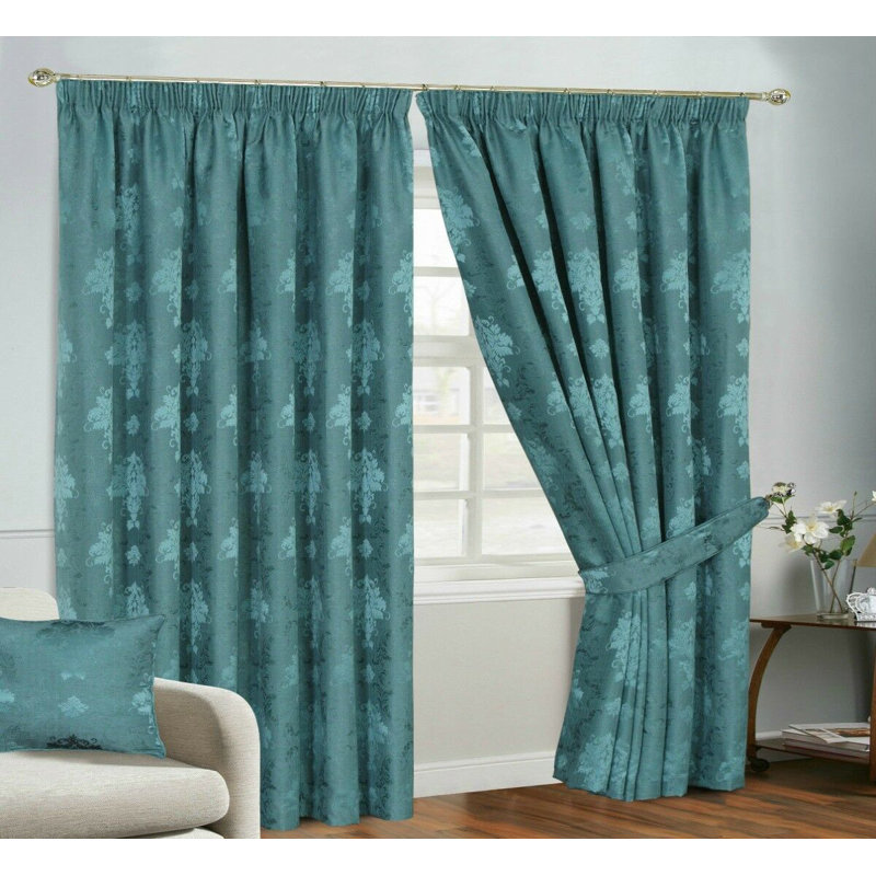 Virgina Sheer Curtain Pair, Teal, 228 W x 274 D cm