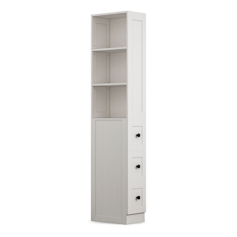Bathroom Tall Thin Storage Cabinet with 3 Adjustable Shelves, White, Single Door