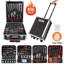 910Pcs Trousse à outils pour roulettes avec serrure, 4 couches de trousses à outils avec 2 roues portatives, clé à douille, boîte à outils roulante, trousse à outils pour le garage, trousse de réparation