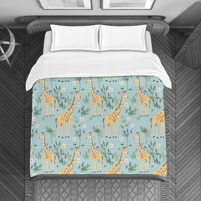 Housse de couette girafe bleue, Housse de couette pour lit simple