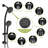 4.7" Rain Showerhead And 8 Handheld Shower, Matte Black, Adjustable Water Flow Kit Dual Shower Head With 8 Spray Settings, Stainless Steel Hose & Holder-121077024