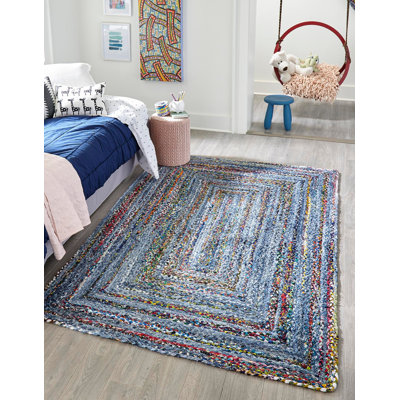 Tapis bleu tressé à la main Tullie