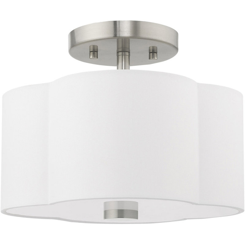 Glass Semi Flush Mount, White