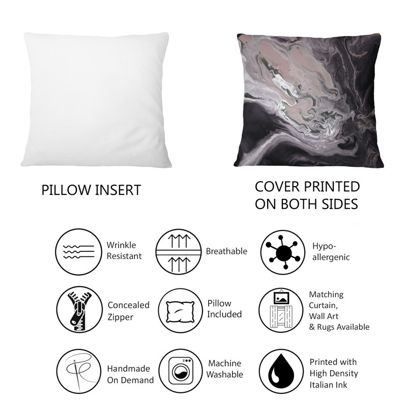 Coussin foncé foncé avec méandre gris foncé - imprimé moderne 1