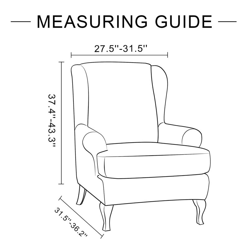 Housse pour fauteuil à oreilles et coussins en T, Mélange de polyester noir