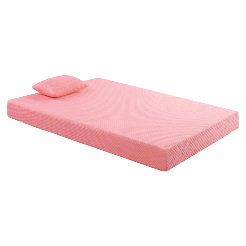 Matelas double et coussin en mousse viscoélastique imprégnée de gel et gris anthracite, très respirant pour un sommeil paisible, oreiller de 7 po, tissu rose, sommeil relaxant gris anthracite