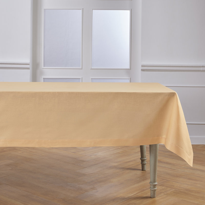 100% Pure Linen Tablecloth - Fete, 90" L x 60" W, Peach