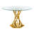 47.2" Round Glass Dining Table Set For 4, Modern Dining Set With Tempered Glass Kitchen Table & 4 Velvet Upholstered Chairs For Kitchen, Dining Room, Apartment-1778595722-1778595723