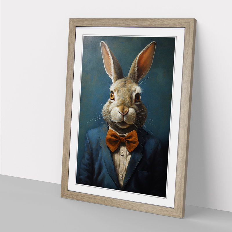 Rabbit Expressionism No.4 - Framed Print, Oak , 46cm H x 34cm W x 2cm D