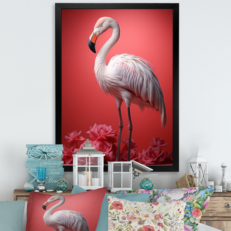 «Keldon Monochome Flamingo Fading Glow», reproduction, H 20 po x l 12 po x P 1 po, Cadre photo noir