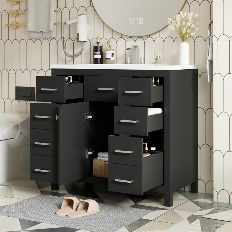 Meuble-lavabo moderne avec espace de rangement multifonctionnel