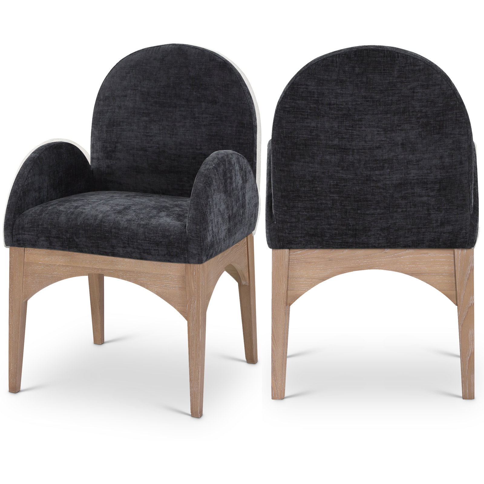 Waldorf Dining Armchair, Natural, Black Chenille