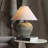 Handcrafted Earthenware Table Lamp With Linen Shade – Rustic Farmhouse Accent Lamp With Included Bulb For Bedroom Or Living Room