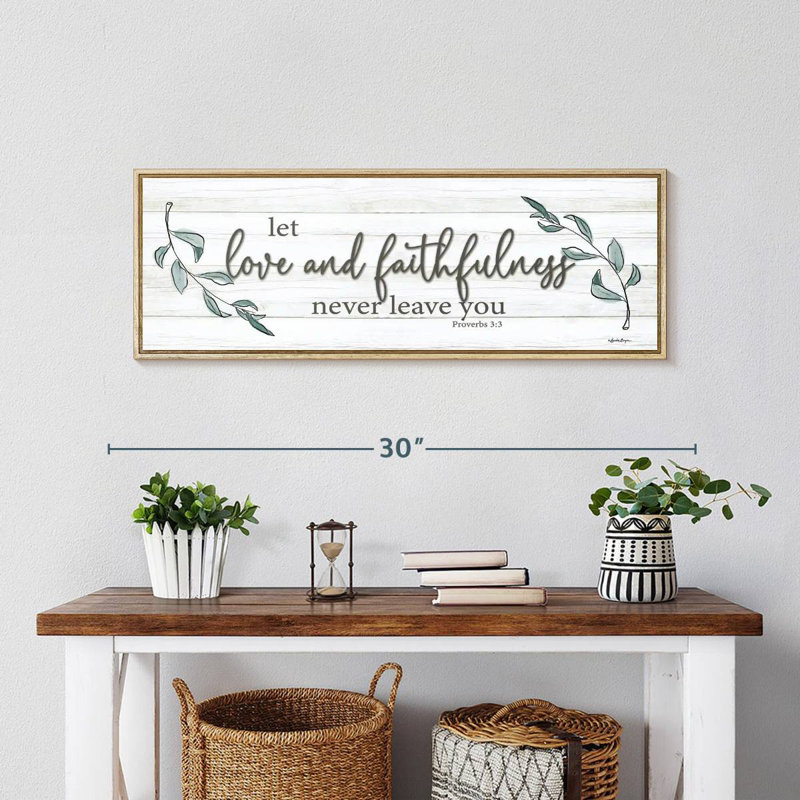 Love And Faithfulness, Floating Frame Natural Wood, 28" X 10"