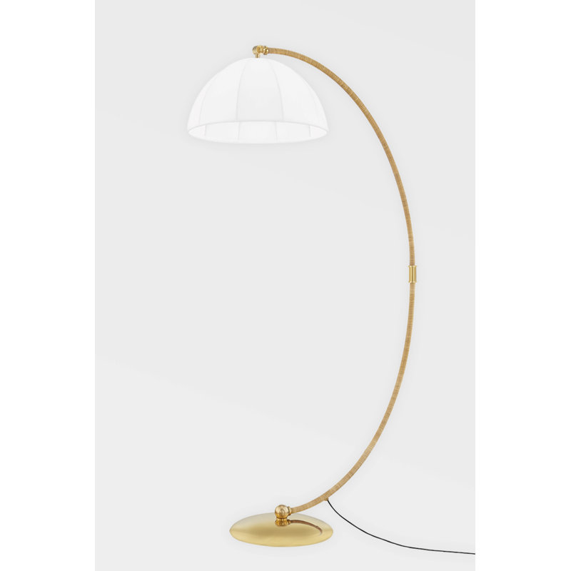 Montague - 1 Light Floor Lamp - Aged Brass Frame - White Shade