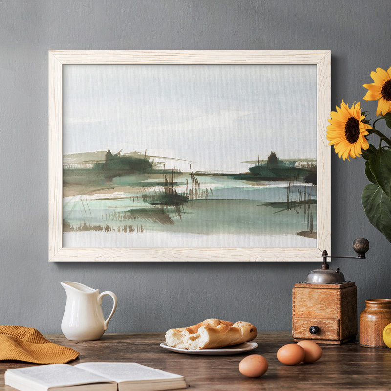 Marsh Reeds III - reproduction d'art sur toile simple, Cadre blanc, H 18 po x l 26 po x P 1,5 po